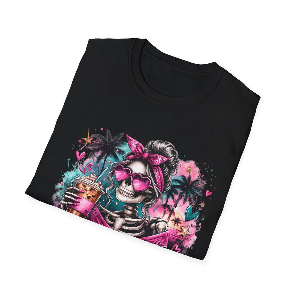 Unisex Softstyle T-Shirt Pink Teal Skeleton Summer
