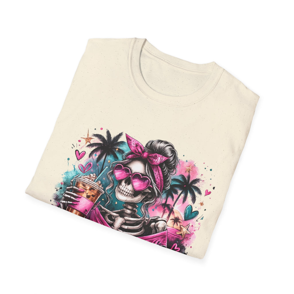 Unisex Softstyle T-Shirt Pink Teal Skeleton Summer