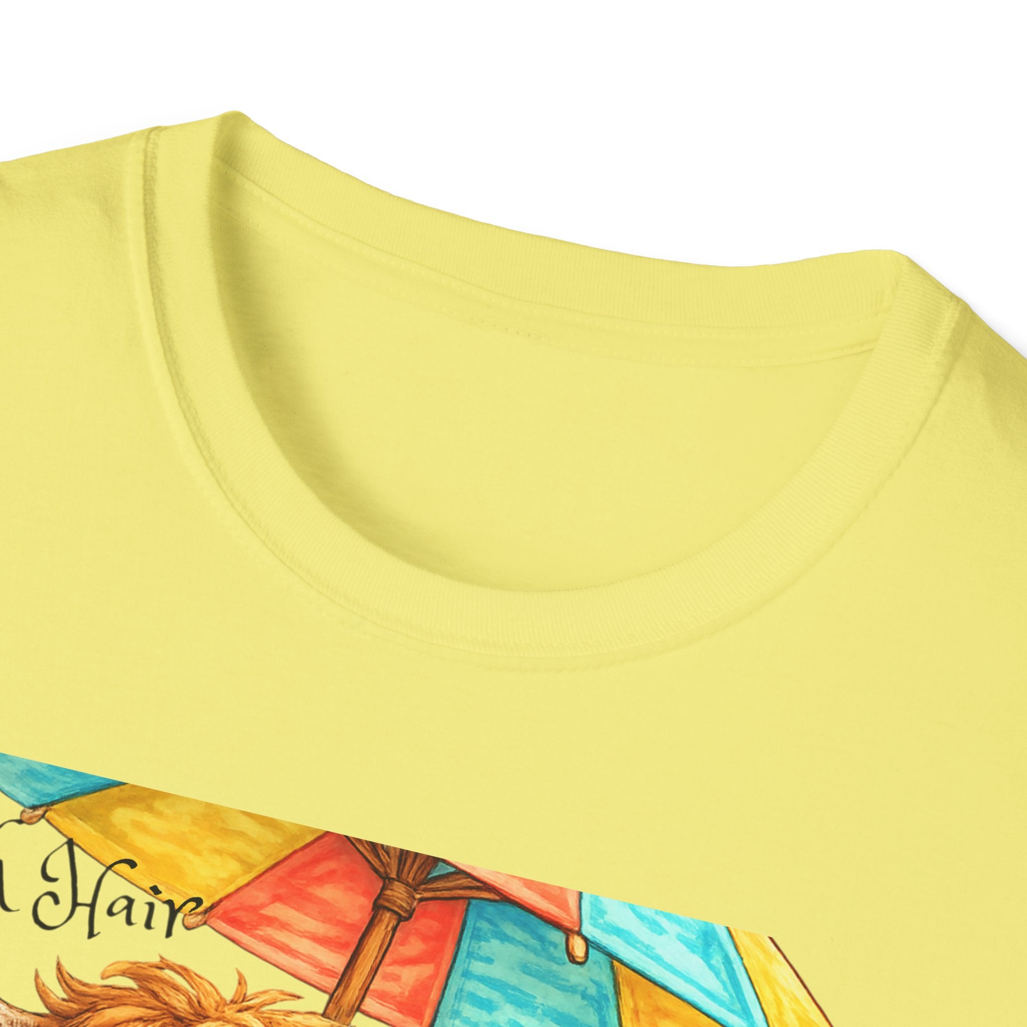 Unisex Softstyle T-Shirt, Highland Cow at Beach