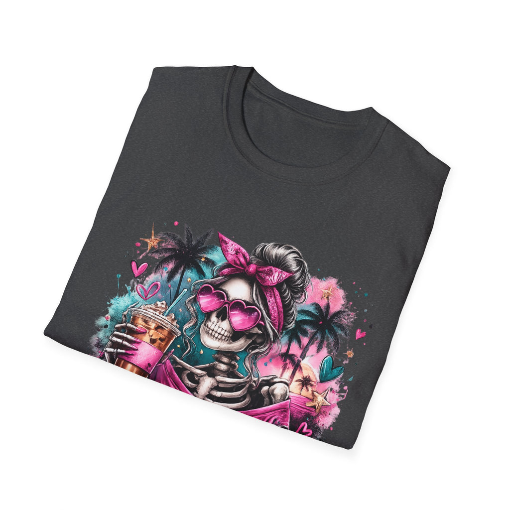 Unisex Softstyle T-Shirt Pink Teal Skeleton Summer