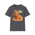 Unisex Softstyle T-Shirt, Highland Cow at Beach