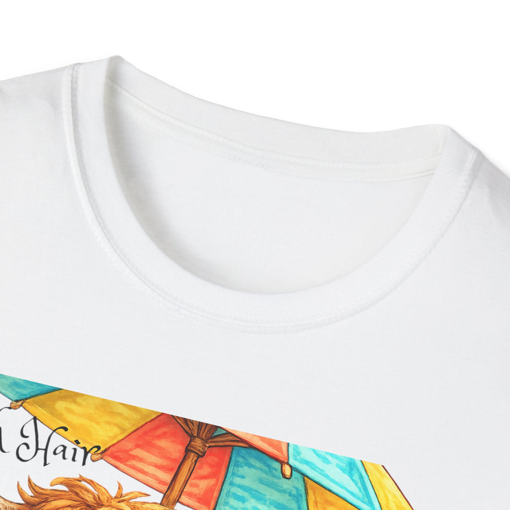 Unisex Softstyle T-Shirt, Highland Cow at Beach