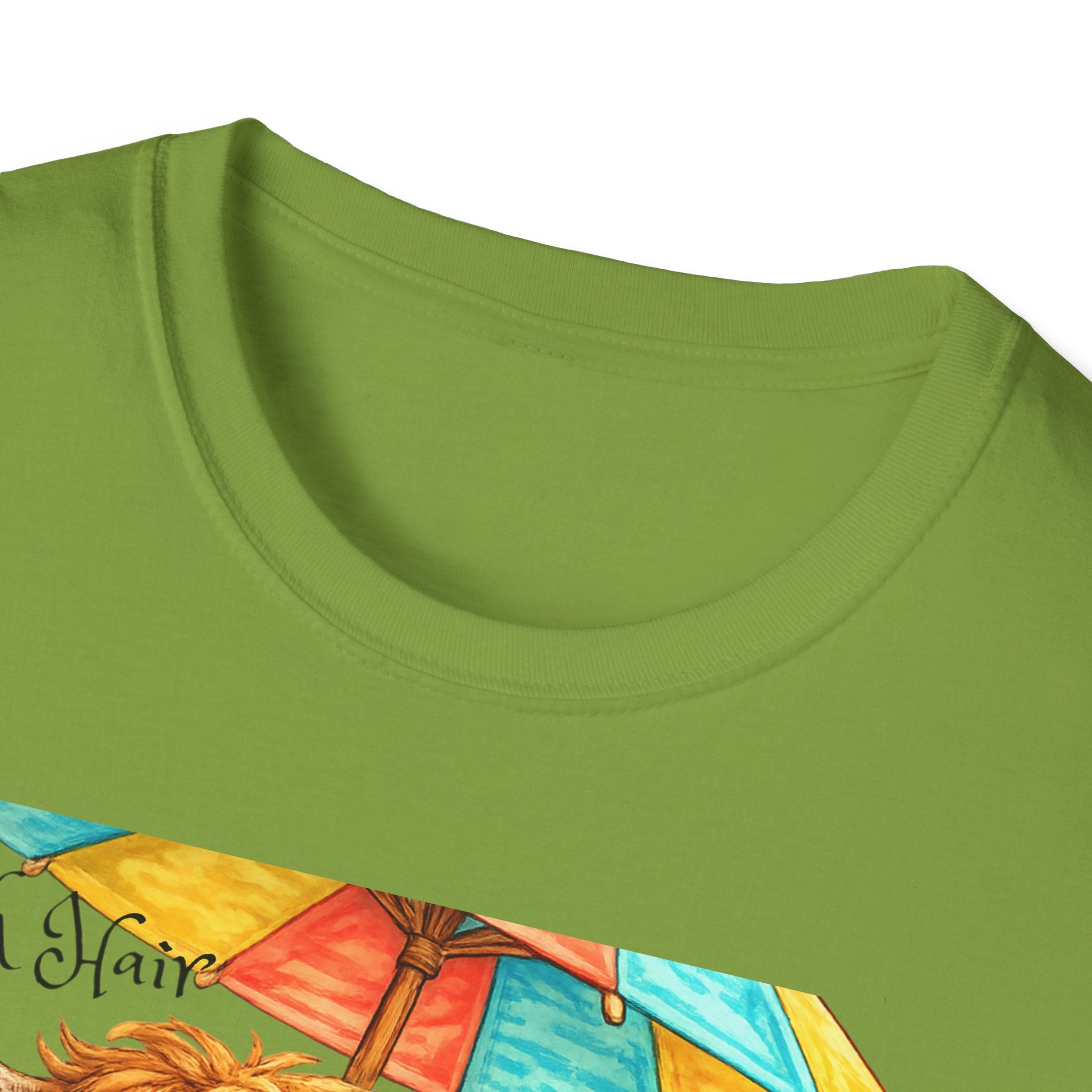 Unisex Softstyle T-Shirt, Highland Cow at Beach