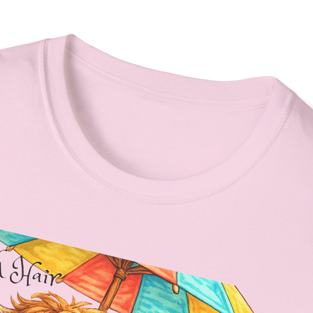 Unisex Softstyle T-Shirt, Highland Cow at Beach
