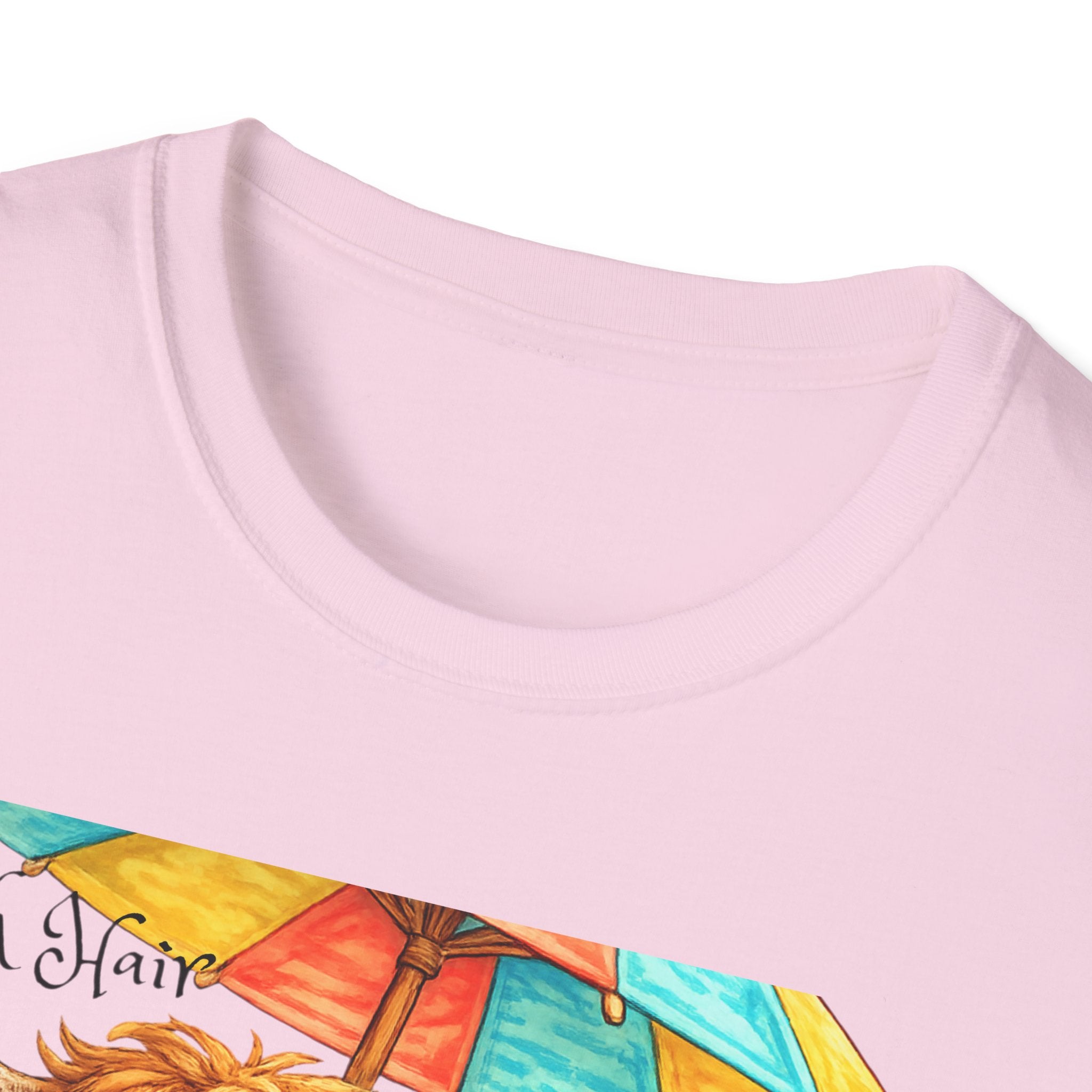 Unisex Softstyle T-Shirt, Highland Cow at Beach