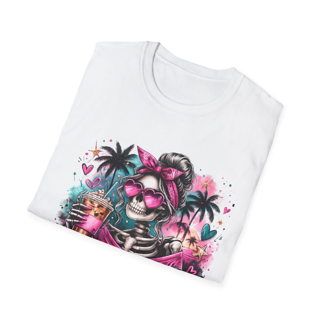 Unisex Softstyle T-Shirt Pink Teal Skeleton Summer